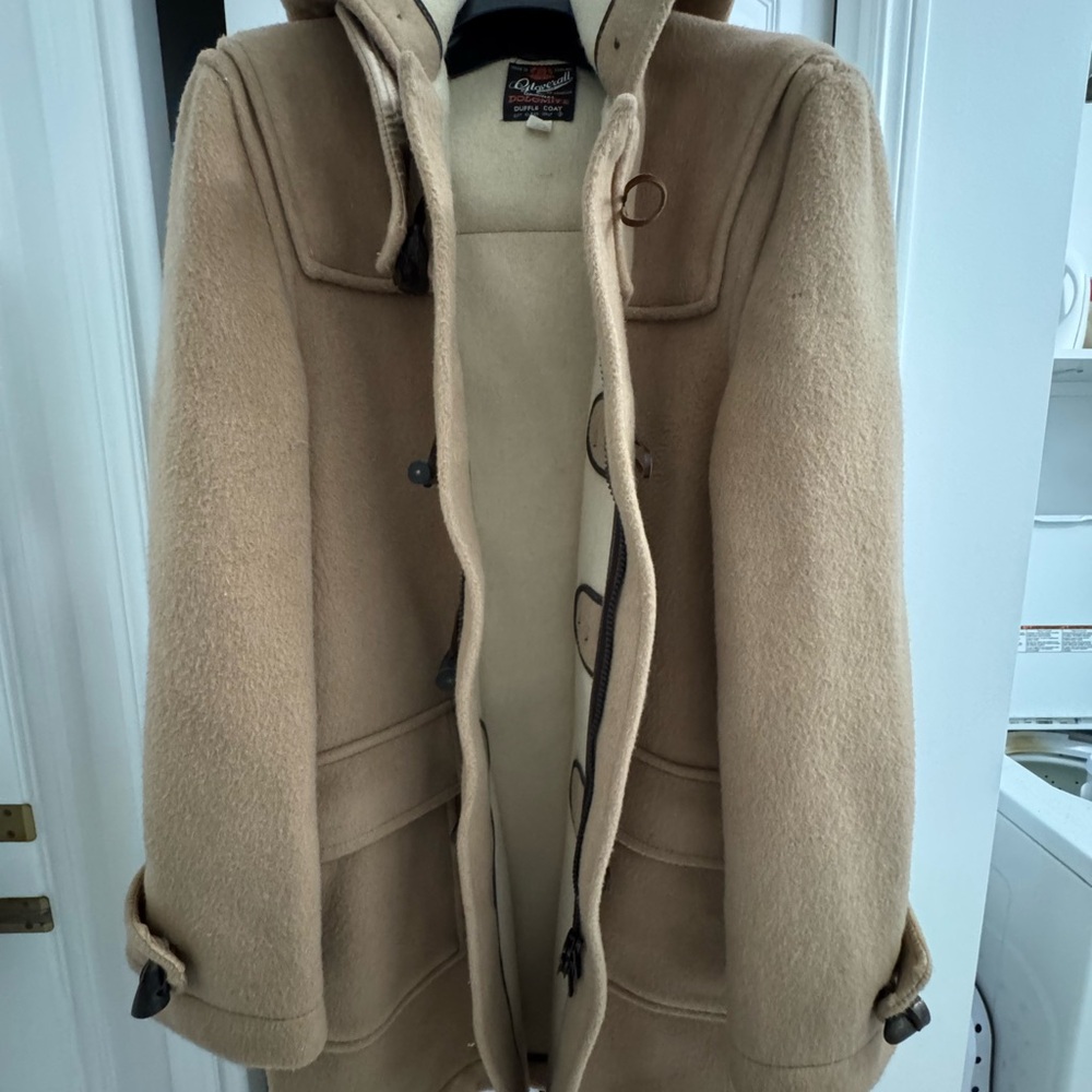 Men's Beige Hooded Wool Trench Coat